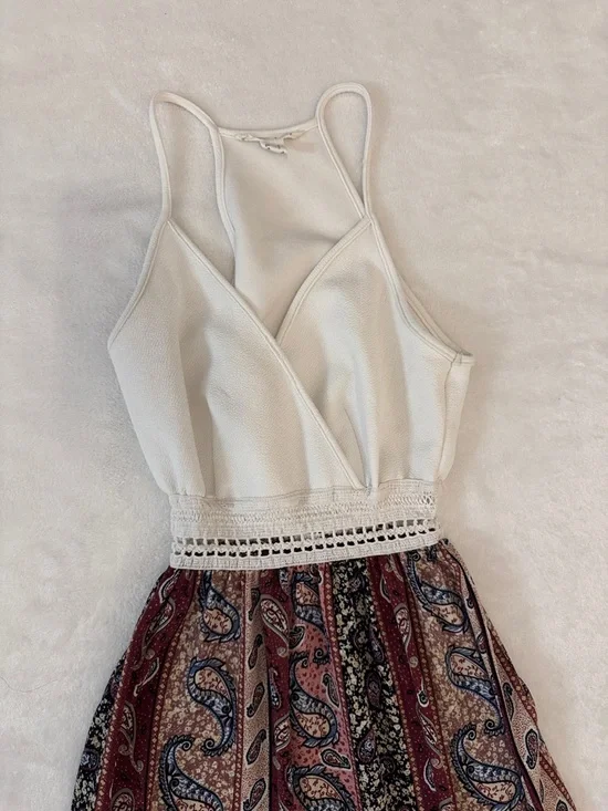 SWS Boho Paisley Maxi Dress with White Bodice - Size Small - Picture 2 of 3